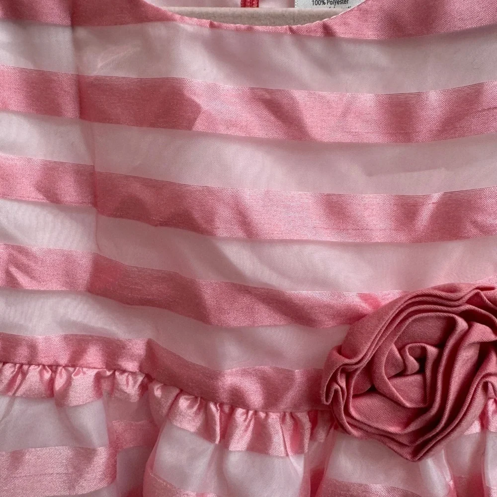 NWOT Gymboree 2T Girls Pink Stripe Formal Short Sleeve Party Dress